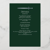 Green Royal Medieval Silver Sword Wedding Details 箔招待状 (裏面)