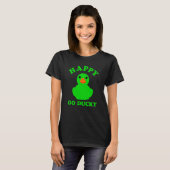 Green Rubber Duck Happy Go Ducky Pun St Patricks D Tシャツ (正面フル)