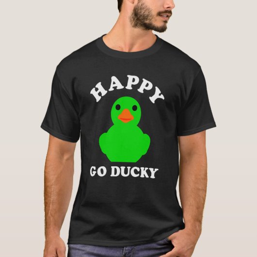 Green Rubber Duck Happy Go Ducky Pun St Patricks D Tシャツ (正面)
