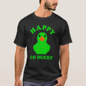 Green Rubber Duck Happy Go Ducky Pun St Patricks D Tシャツ (正面)