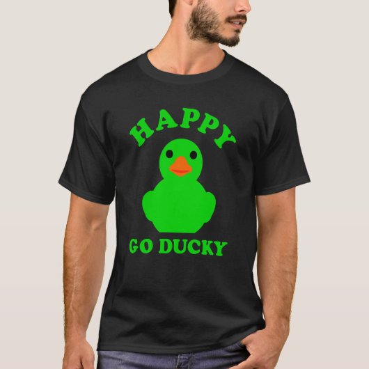 Green Rubber Duck Happy Go Ducky Pun St Patricks D Tシャツ (正面)