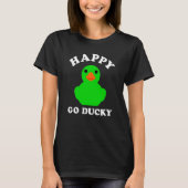 Green Rubber Duck Happy Go Ducky Pun St Patricks D Tシャツ (正面)
