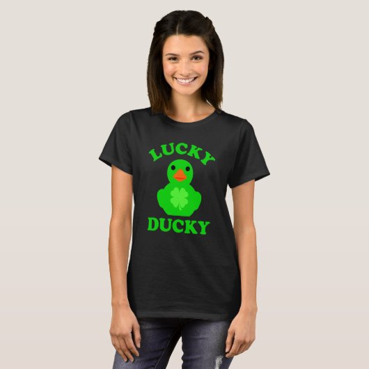 Green Rubber Duck Quack Four Leaf C Lucky Ducky  1 Tシャツ (正面フル)