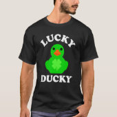 Green Rubber Duck Quack Four Leaf C Lucky Ducky Tシャツ (正面)