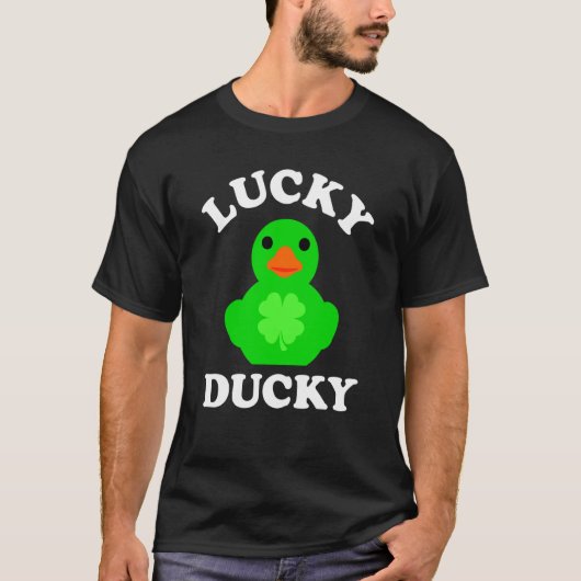Green Rubber Duck Quack Four Leaf C Lucky Ducky Tシャツ (正面)