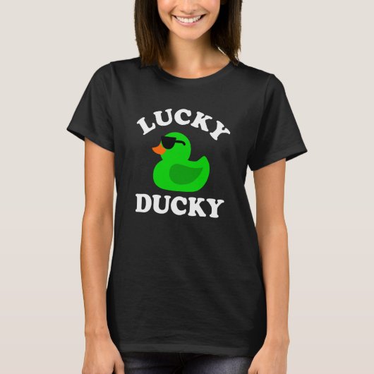 Green Rubber Duck Sunglasses Lucky Ducky Quack Duc Tシャツ (正面)