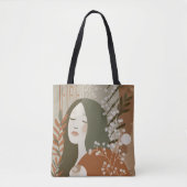 Green Rust Tan Empowering Woman Abstract トートバッグ (正面)