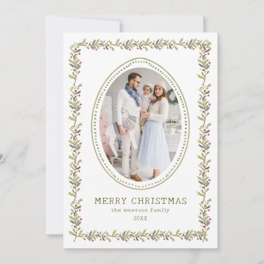 Green Rustic Botanical Christmas Card シーズンカード (正面)