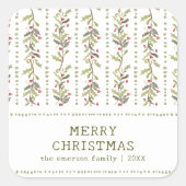 Green Rustic Botanical Christmas Stickers スクエアシール (正面)