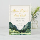 Green Rustic Classic Watercolor Monogram Wedding  招待状 (スタンド正面)