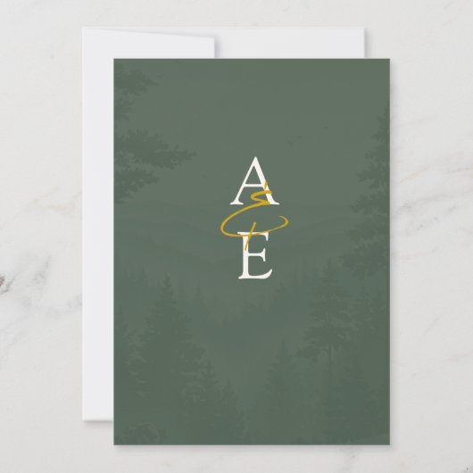 Green Rustic Classic Watercolor Monogram Wedding 招待状 (裏面)
