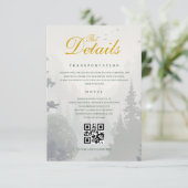 Green Rustic Forest Watercolor Wedding Details エンクロージャーカード (スタンド正面)