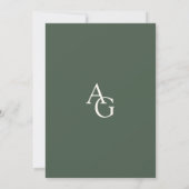 Green Rustic Script Classic Minimalist Wedding 招待状 (裏面)