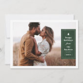 Green Rustic Tree Woodgrain Christmas Photo Card 招待状 (正面)