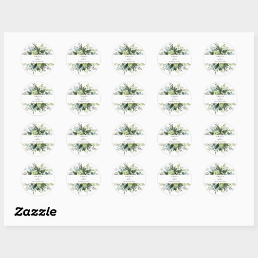 Green Rustic Wedding Circle Sticker ラウンドシール (シート)
