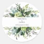 Green Rustic Wedding Circle Sticker ラウンドシール (正面)