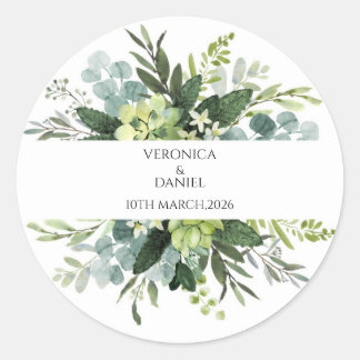 Green Rustic Wedding Circle Sticker ラウンドシール