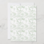 Green Safari Toile D Jouy Jungle Theme Baby Shower 招待状 (裏面)