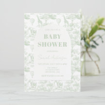 Green Safari Toile D Jouy Jungle Theme Baby Shower