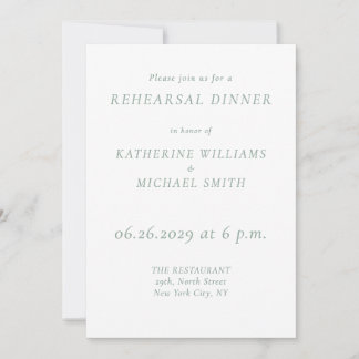 Green Sage Elegant Wedding Rehearsal Invitations 招待状
