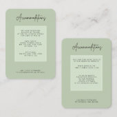 Green Sage Minimal Wedding Accommodation エンクロージャーカード (正面/裏面)