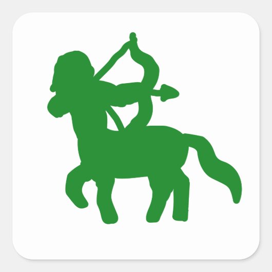 Green Sagittarius Archer Sticker — Earthy Fire  スクエアシール (正面)