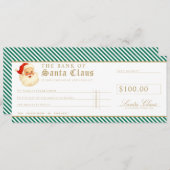 Green Santa Cheque Gift Voucher Card 招待状 (正面/裏面)