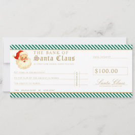 Green Santa Cheque Gift Voucher Card 招待状