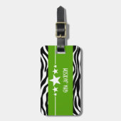 Green Sassy Star Zebra Lagageタグ ラゲッジタグ (正面縦)