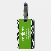 Green Sassy Star Zebra Lagageタグ ラゲッジタグ (裏面縦)