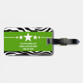 Green Sassy Star Zebra Lagageタグ ラゲッジタグ (裏面横)