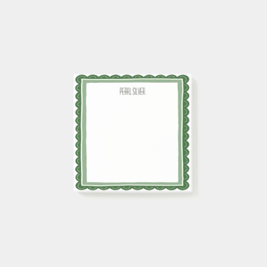 Green Scallop CUSTOM Chic Monogram Personalized ポストイット (正面)