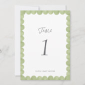 Green Scalloped Frame Whimsical Table Number (正面)