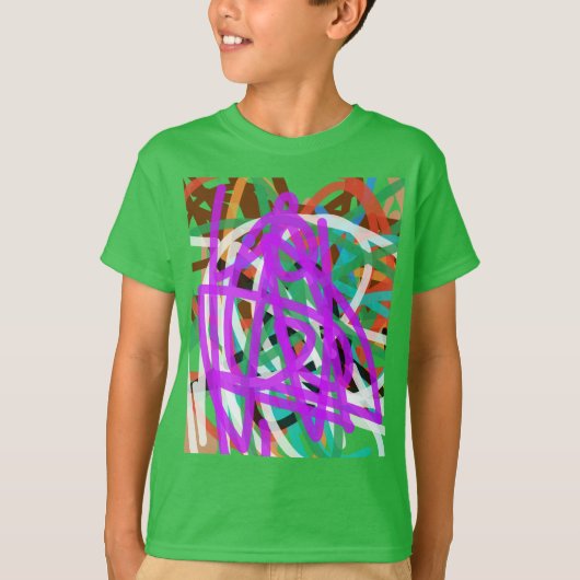 Green Scribble Street Art Kids Shirt Tシャツ (正面)