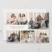 Green Script Merriest Christmas Five Photo Collage シーズンカード (正面)