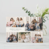 Green Script Merriest Christmas Five Photo Collage シーズンカード (スタンド正面)