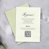 Green Script Wedding QR Code RSVP Elegant  エンクロージャーカード