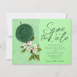 Green Seal Save the Wedding Date Invitation 招待状