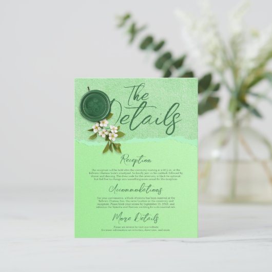 Green Seal Wedding Details Card 招待状 (スタンド正面)