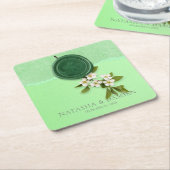 Green Seal Wedding Paper Coaster スクエアペーパーコースター (アングル)