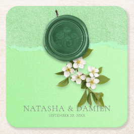 Green Seal Wedding Paper Coaster スクエアペーパーコースター