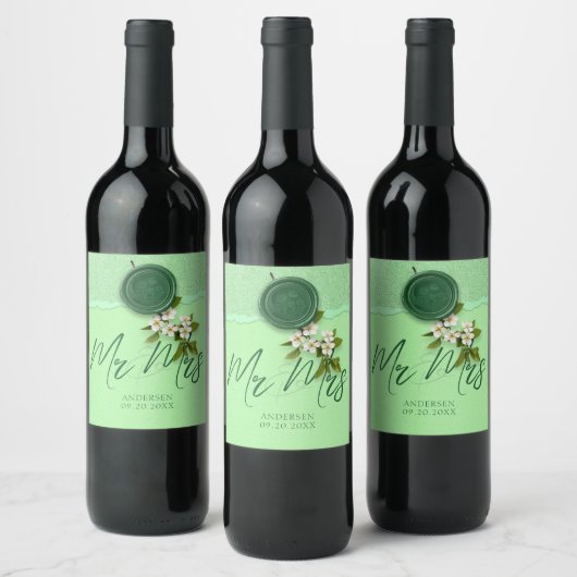 Green Seal Wedding Wine Label ワインラベル (ボトル)