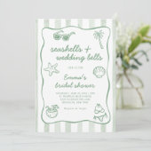 Green Seashells and Wedding Bells Bridal Shower 招待状 (スタンド正面)