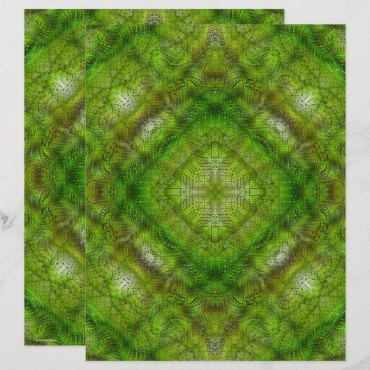 Green Serene Gardens Scrapbook Paper 2-Sided Page (正面/裏面)