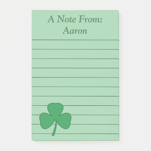 Green Shamrockパーソナライズされた Post It Notes ポストイット (正面)