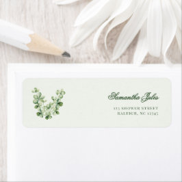 Green Shamrock Bridal Shower Return Address ラベル