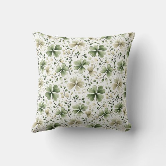 Green Shamrock Decorative Pillow | Irish Decor クッション (裏面)