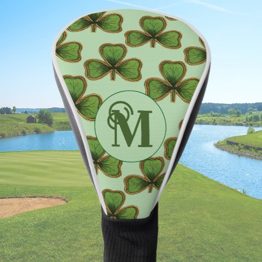Green Shamrock Head Covers With Custom Monogram ゴルフヘッドカバー