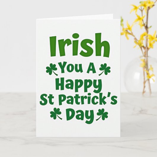 Green Shamrock Irish Card カード (黄色い花)