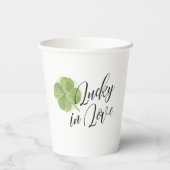Green Shamrock Lucky in Love Bridal Shower 紙コップ (裏面)